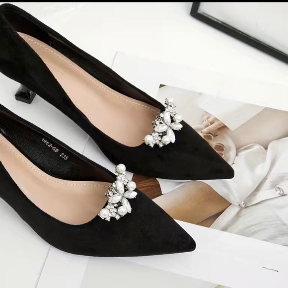 2pc Silver Embellished Rhinestone Shoe Clips – Elegant Crystal Accent for Heels, - Picture 6 of 11